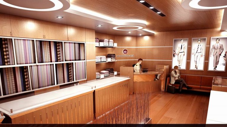 Stylish showroom display arrangement and interior decoration
