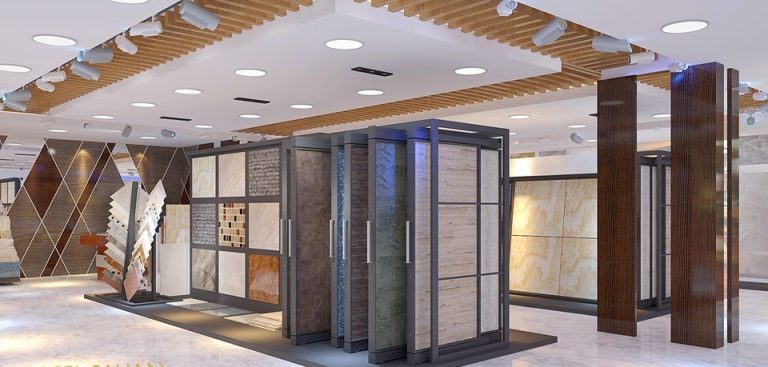 Modern showroom decoration showcasing premium products